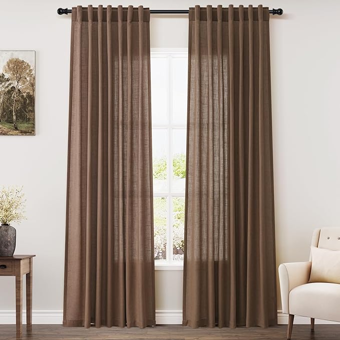 Nanspring Caramel Brown Curtains 80 Inches Long 2 Panels Set by Nanspring