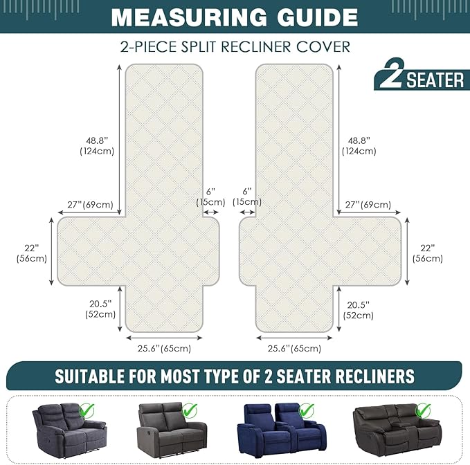 TAOCOCO 100% Waterproof Loveseat Recliner Covers 2 Seater, Split Loveseat Covers - Image 2