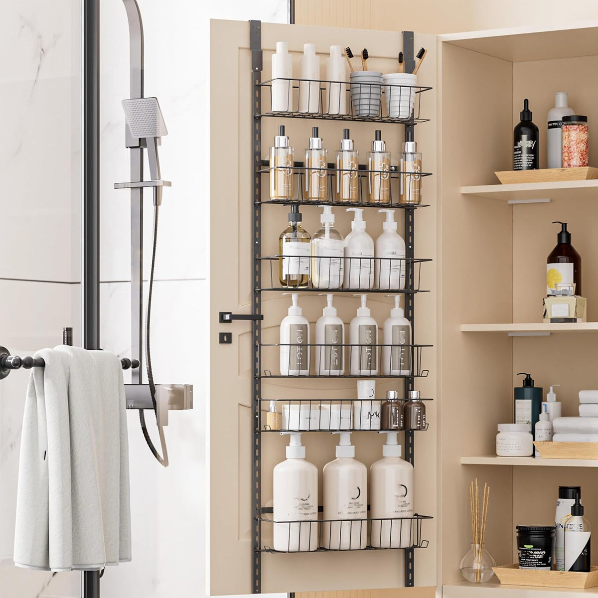 Delamu Adjustable Cabinet Door Organizer, 6 Tier Hanging Spice Rack
