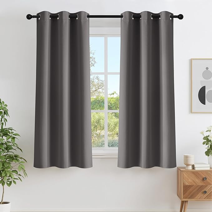 NICETOWN Grey Blackout Curtains 63 inch Length by NICETOWN