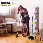 2 Pack is More economical,Brooms with Dustpan Combo Set， with 52" Long Handle, Dustpan Teeth with self-Cleaning Function, Indoor and Outdoor Sweeping, Perfect for Home Office (Large/Yellow/ 2-Pack)