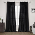 Nanspring Black Linen Blend Semi Sheer Curtains 86 Inches Long 2 Panel Set by Nanspring