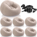 Realspring 6 Pcs Inflatable Bean Bag Chairs, Electric Air Pump, Coffee