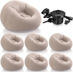 Realspring 6 Pcs Inflatable Bean Bag Chairs, Electric Air Pump, Coffee