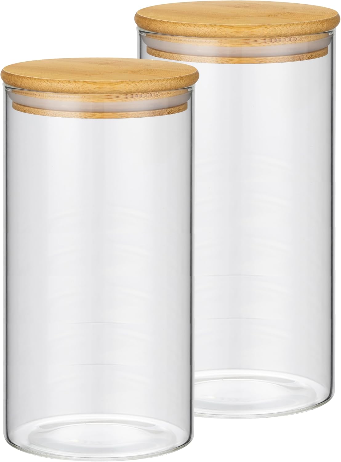 2PCS Small Glass Storage Jars with Airtight Lids,18 fl oz (550ml) Cute Clear Storage container with bamboo Lid,Glass Pantry Canister for Beans, Rice,Sugar,Cookie Coffee (N-Clear-2PCS-18FL OZ/550ML)