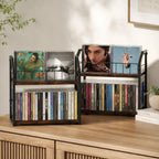 CD Storage Rack, 2 Tier CD holder & Display, 120 Capacity- Brown 2 Pack
