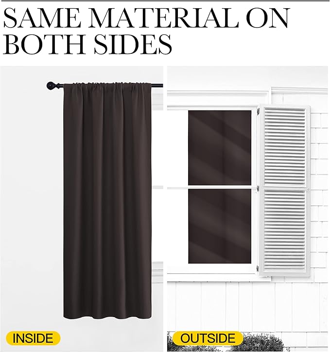 NICETOWN Blackout Curtains for Bedroom, Toffee Brown, 1 Pair, 62 by 63-inch - Image 5