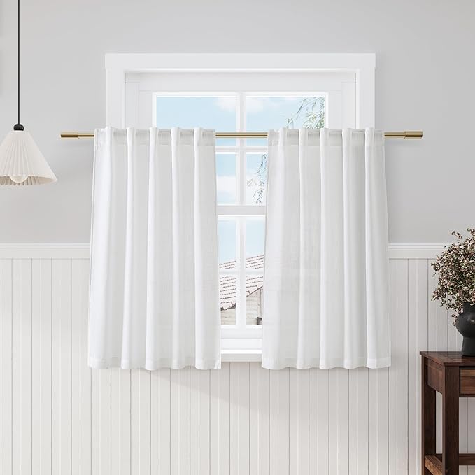 Nanspring Off White Cafe Curtains 45 Inch Length Set 2 Panel Back Tab Pocket by Nanspring