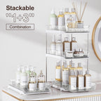 Delamu 2-Tier Multi-Purpose Bathroom Under Sink Organizers and Storage, Stackable Kitchen Pantry Organization, Pull Out Medicine Cabinet Organizer with Movable Dividers, White, 2 Pack