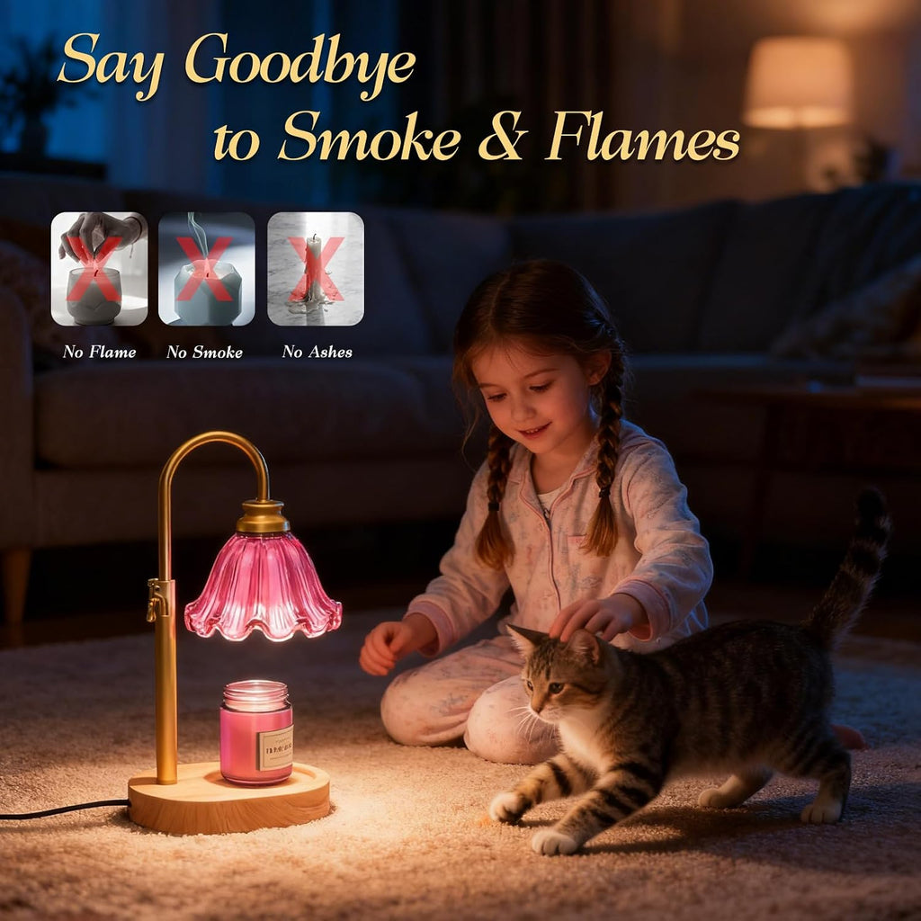 Flower Candle Warmer Lamp with Timer & 4-Level Dimmer, Adjustable Height