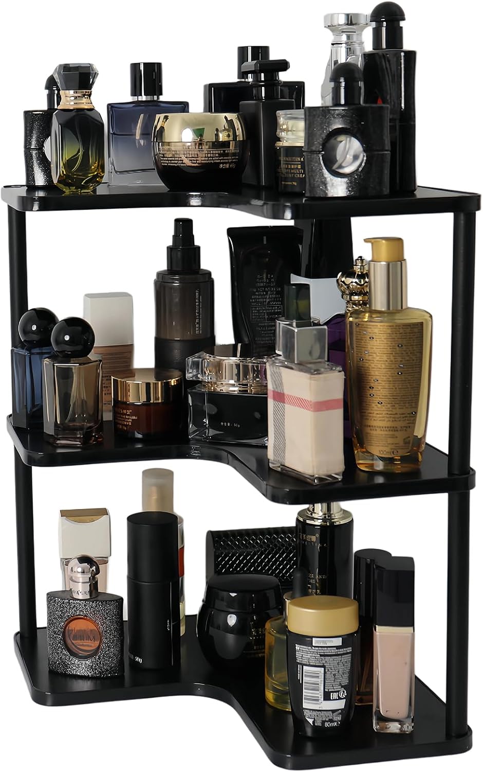 3 Tier Bathroom Organizer and Storage,Vanity Corner Shelf,Black