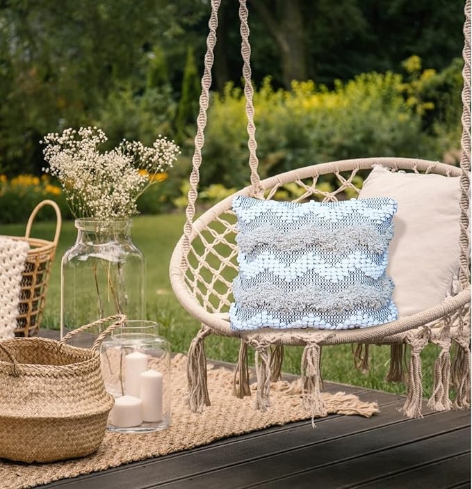 Throw Boho Pillow Cover, 18”x18” Bohemian Moroccan Rustic Decorative Pillows - Image 5