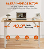 XBurmo Folding Desk Foldable Table, No Assembly 43.3" Foldable Desk Space-Saving Workstation for Small Space, Computer Table, Flat Storage for Home Office, Bedroom, Dorm, Study Room, Light Maple
