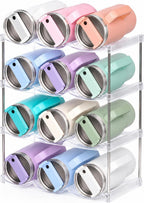 Stackable Water Bottle Organizer for Stanley 40 oz Tumbler, Large Compartment Water Bottle Holder for Cabinet, Clear Tumbler Organizer for Kitchen Countertop Pantry, 4 Pack