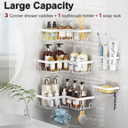 Corner Shower Caddy 5 Pack Adhesive Stainless Steel Organizer White
