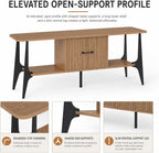 MWOOD Modern TV Stand, Fluted Media Console with Storage, Open Shelves, Oak