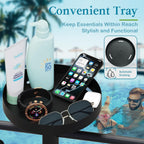 63 Inch Pool Towel Rack Outdoor with Built-in Tray and Wheels