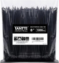 Zip Ties 8 inch Black Zip Ties 1000 Pack, Wire Ties with 50lb Tensile Strength, UV Resistant Cable Ties, Self-locking Plastic Ties for Indoor and Outdoor Use, by Tantti.