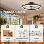 TCL 20 Inch Low Profile Ceiling Fan with Light, Black