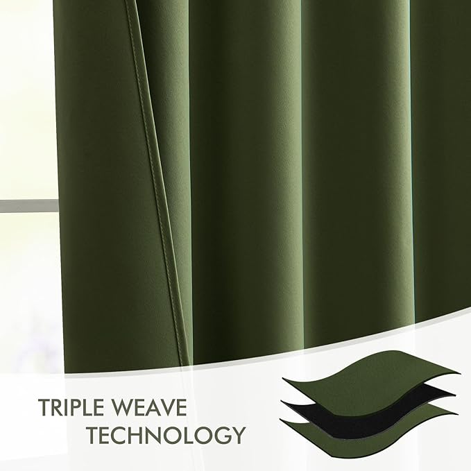 MIULEE Olive Green Back Tab Blackout Curtains 84 Inch Length 2 Panels Set - Image 7