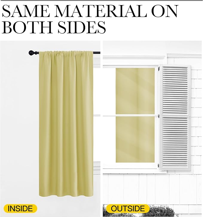 NICETOWN Blackout Curtains for Living Curtains, Paler Yellow, 52 by 63 Inch - Image 5