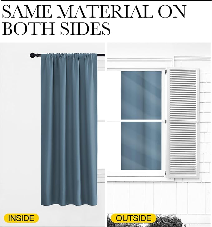 NICETOWN Window Curtains for Bedroom, Smoky Blue, 2 Panels, W42 x L48 -Inch - Image 5