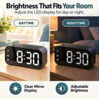 Alarm Clock Small Digital Desk for Bedrooms Bathroom Battery Operated Bedside Travel Powered Teens with Backup Simple Loud Nightstand Mini Large Display Table Desktop Office Shelf Seniors Portable LED