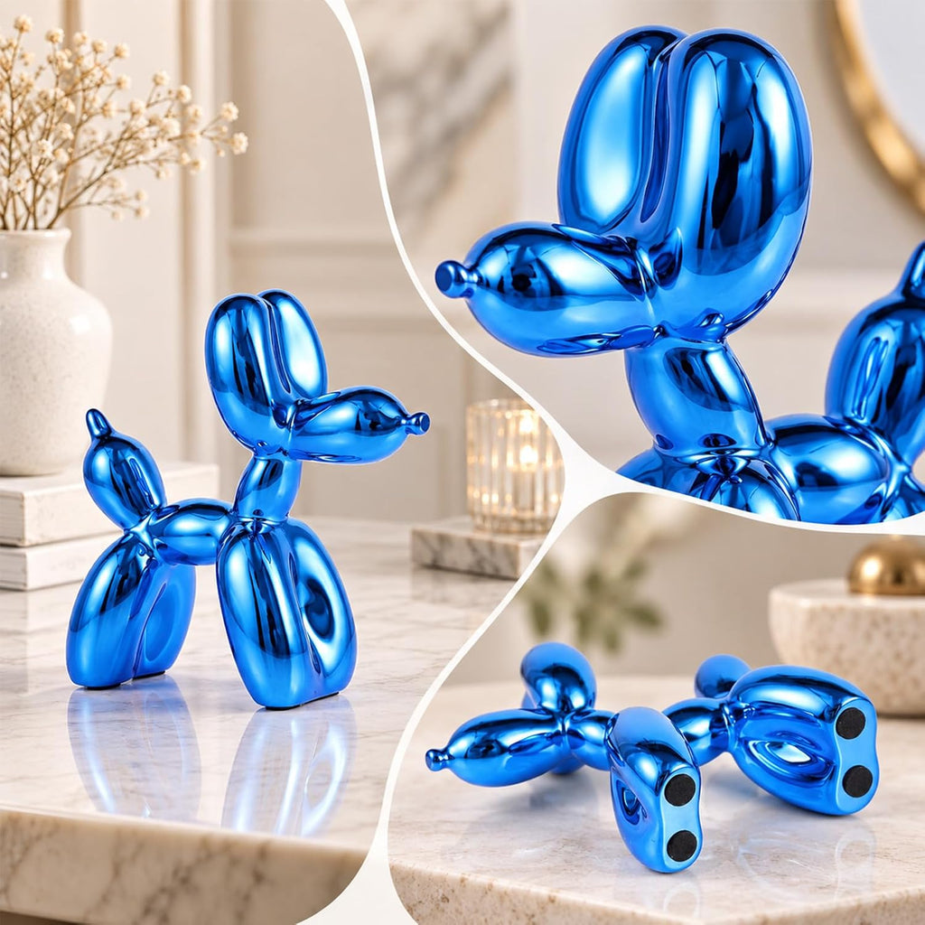 Blue Balloon Dog Decor,Balloon Animal Decor,Shelf Decor Preppy Room Decor,Cute Statue Home Decor, Bedroom Modern Sculpture Desk Decor,Office Gold Decorations Small Figurines