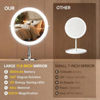 8" Rechargeable Makeup Mirror, 1X/10X Magnifying Vanity Mirror with Light