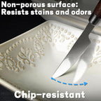 Artena Embossed Rectangular Ceramic Serving Platters Set of 4, 9.85" White