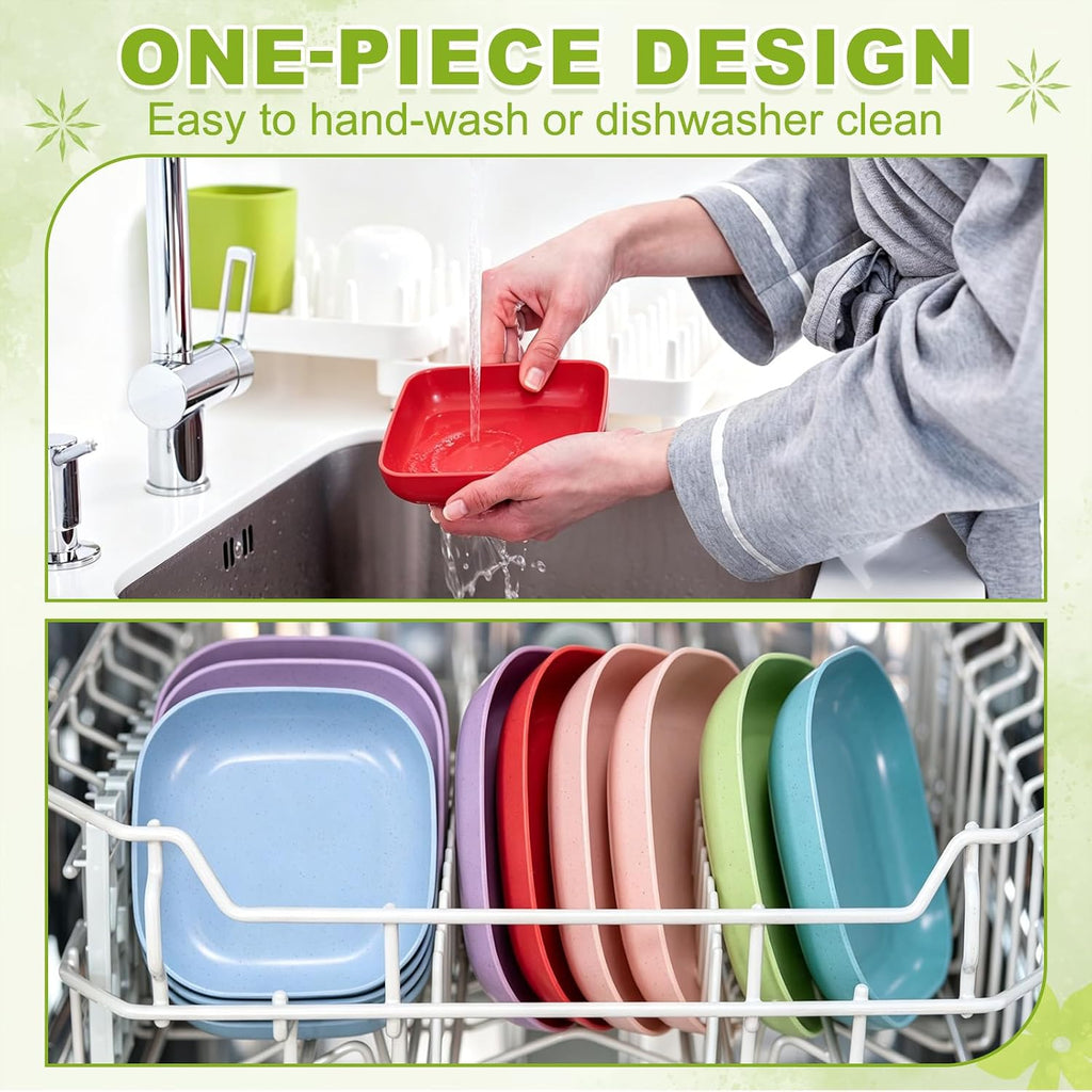 uxcell 10Pcs Square Wheat Straw Plates, 14.5cm/5.7" Unbreakable Plates