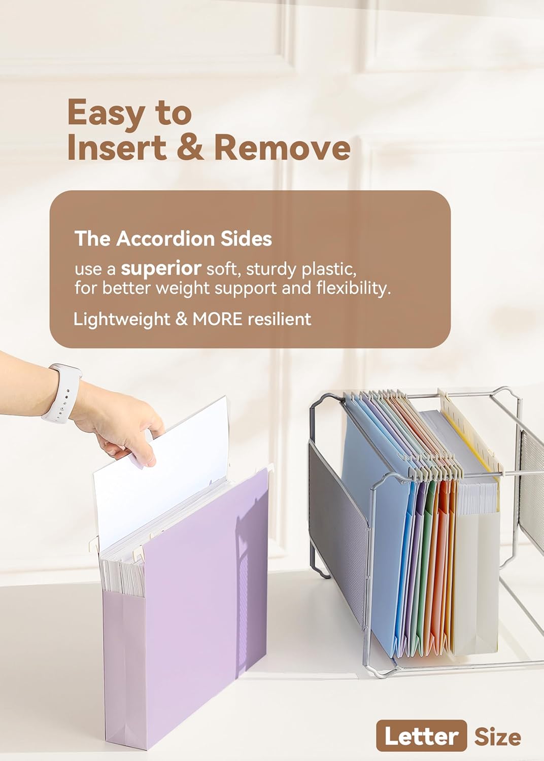 Plastic Hanging File Folders, 2" Expansion, Letter Size, Pastel
