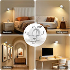 Koopala LED Wall Sconces, Wall Mounted Lamps with Rechargeable Battery Operated Dim 3 Brightness Removable Charging 360°Rotate Magnetic Ball, Cordless Wall Light for Reading Study Bedside Hallway