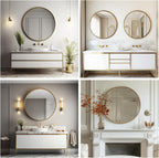 Sunniry Gold Round Mirror, 24 inch Circle Mirror, Brushed Gold Metal Frame