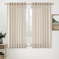 MIULEE Beige Linen Curtains 63 Inch Length 2 Panels by MIULEE