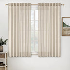 MIULEE Beige Linen Curtains 63 Inch Length 2 Panels by MIULEE