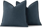 MIULEE Decorative Linen Euro Sham Pillow Covers 24x24 Navy Blue ​Boho - Image 6