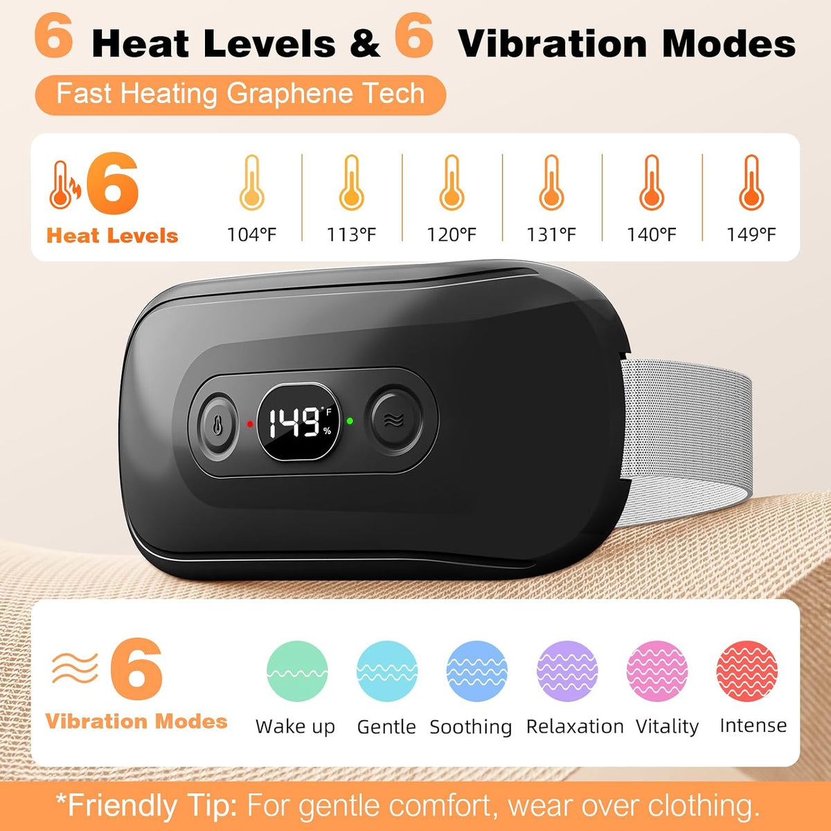 GLYDUNY Portable Cordless Heating Pad, Wearable Rechargeable Heat Pad
