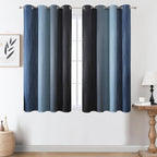 Estelar Textiler Navy Blue and Black Ombre Blackout Curtains 54 Inch Length - Image 2
