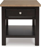 Signature Design by Ashley Drazmine Casual End Table with 1 Lower Shelf, Light Brown & Black