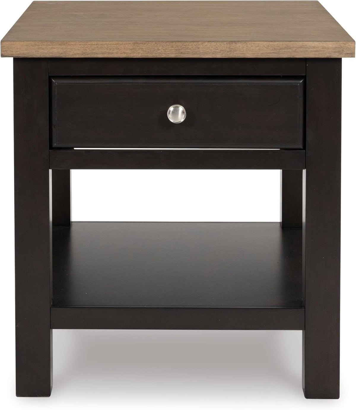 Signature Design by Ashley Drazmine Casual End Table with 1 Lower Shelf, Light Brown & Black
