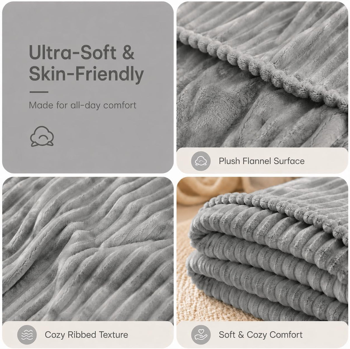 LUXIAN Electric Heated Blanket,Flannel,Full 72x84in,Grey, Thanksgiving