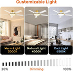 TALOYA 52 inch Ceiling Fans with Lights and Remote, Low Profile, White Gold