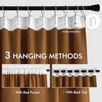 MIULEE Golden Brown Back Tab Blackout Curtains 90 Inches Long 2 Panels Set - Image 3