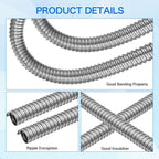 DECHOUS Stainless Steel Wire Cable Protector Sleeve Threaded Hose Cable Protector for Home Office Industrial Use Flexible Abrasion Resistant Sleeve for Desk Tv Computer 118.11 in