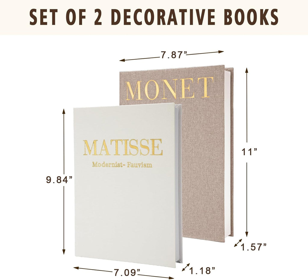 Decorative Books Set of 2, Linen Faux Coffee Table Books