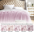 Fleece Blanket Twin Size Pink Lightweight Super Soft Cozy Luxury Bed Blanket - Image 5