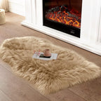 Ciicool Faux Sheepskin Rugs Soft Faux Fur Rug Beige Fluffy Rug Chair Couch - Image 2
