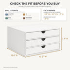 Document Organizer, 3-Drawer File Cabinet Document Storage Box, Office Desktop Filing Organizer, White