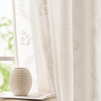 jinchan Belrose Linen Curtains for Bedroom Floral Curtains 63 Inch Length Linen by JINCHAN